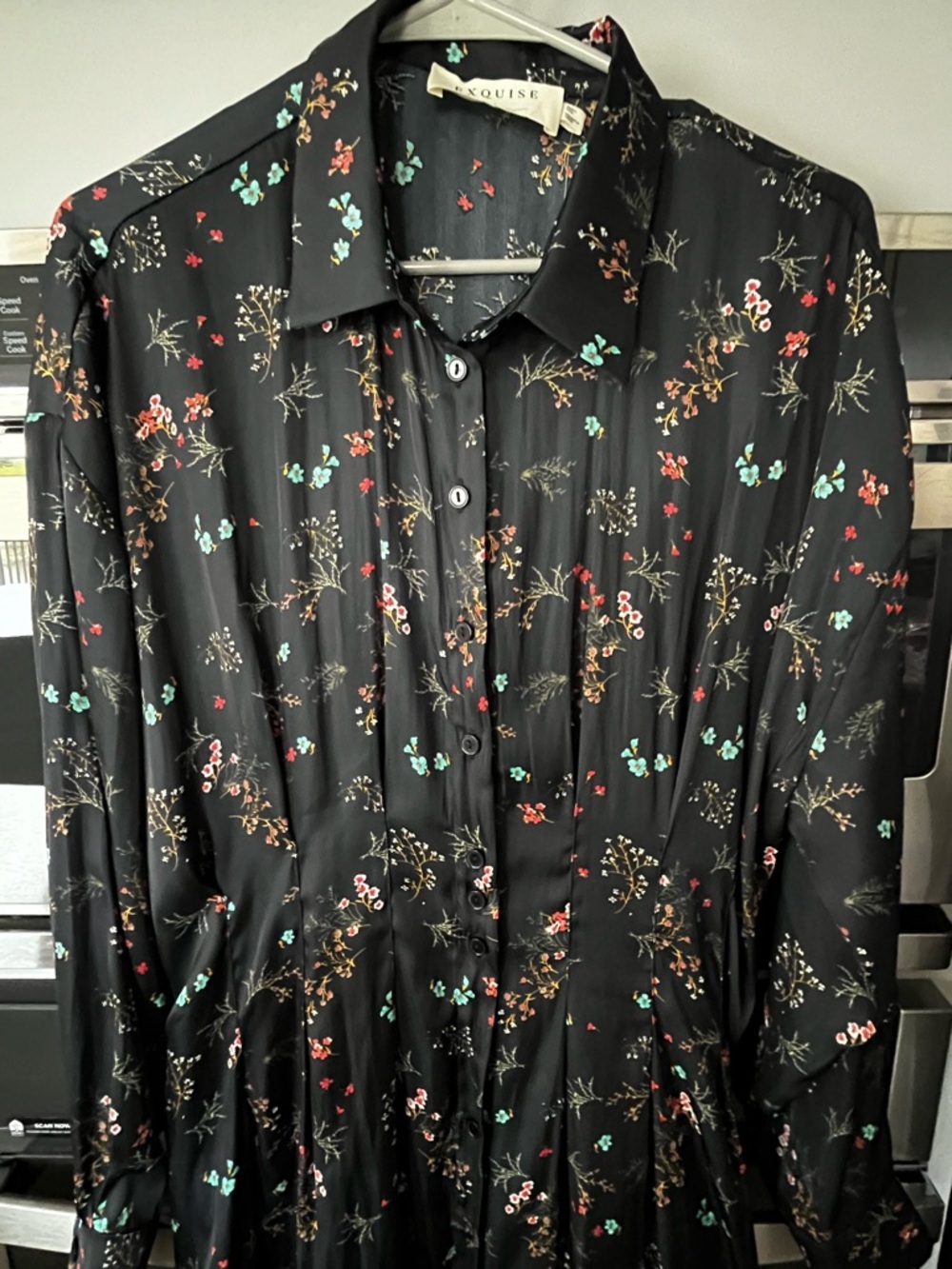 NWT Anthropologie Exquise The Tobie Long Sleeve Satin Mini Shirt Dress L - Picture 2 of 9